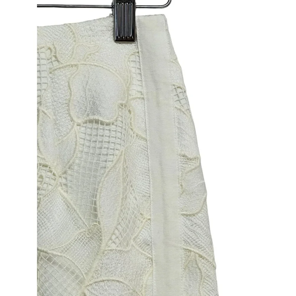 Grey Jason Wu Skirt Womens 2 Ivory White‎ Lace Pencil Midi Lined Floral Elegant